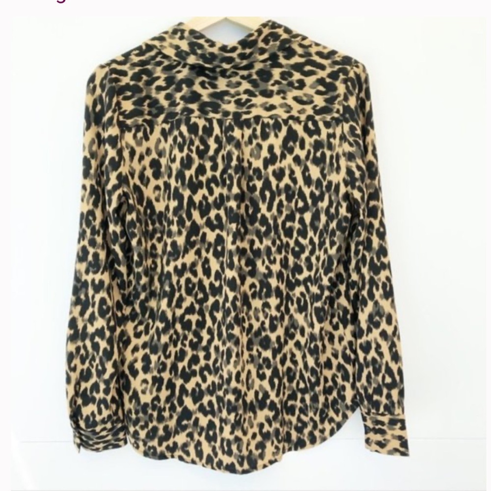Halogen Leopard Print Button-Down Shirt in Black and Tan